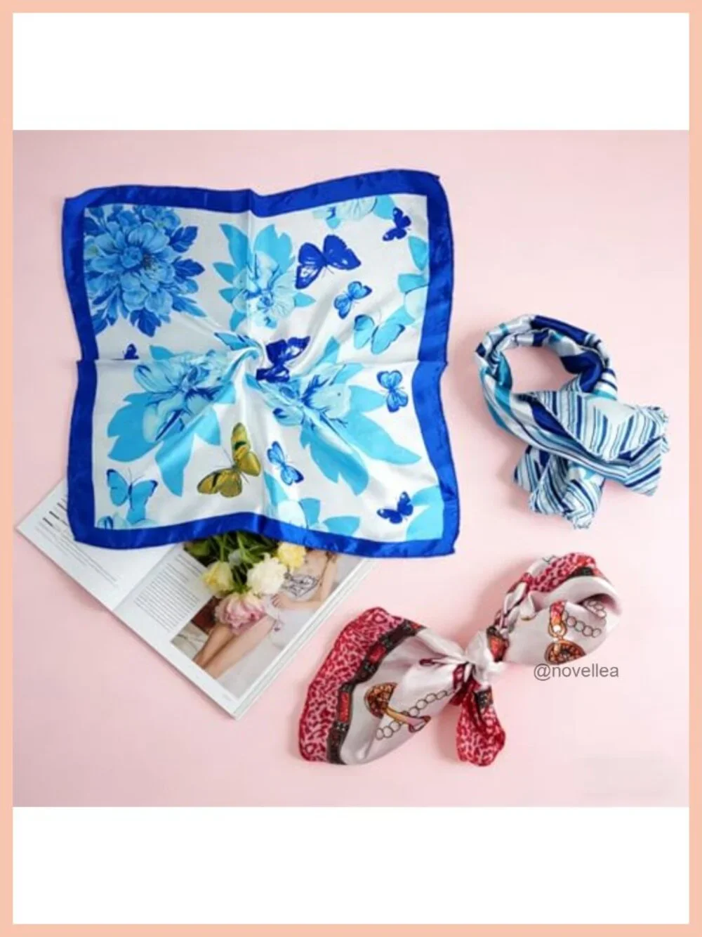 42 Pcs Women's Satin Square Head Scarf Set - Mixed Patterns for Hair, Neck, and